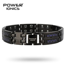 Power Ionics Mens black/blue/red carbon fiber 100% Pure Titanium Magnetic Therap - £94.63 GBP