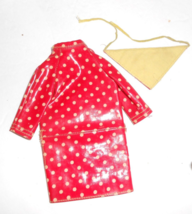 Vintage Francie Barbie Polka Dots Rain Drops Outfit 1255 Raincoat Scarf 1966 Mod - £22.94 GBP