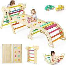 7 in 1 Pikler Triangle Set, Foldable Toddler Baby Climbing Toys, Solid W... - $369.00 CAD