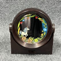 VTG 70’s Yaps Brown Lucite Mirror Unicorn Floral Music Box Small Drawer RARE - $48.42