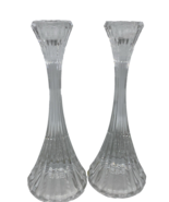 Lead Glass Clear Fluted Taper Candle Holders Set of 2 8" High - €18,61 EUR