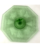 Fostoria Brocade Oak Leaf Green Uranium Glass Octagonal Platter Fleur-de... - £99.16 GBP