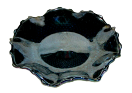 Indianna Blue Iridescent Carnaval Glass Diamond Point Ruffled 10&quot; Plate - £17.40 GBP