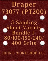 Draper 73077 (PT200) - 80/100/150/240/400 Grits - 5 Sandpaper Variety Bu... - £3.98 GBP