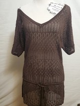 White House Black Market Brown Sparke Eyelet Tunic Top Shirt Cover Up Si... - $11.95