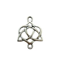 10 Silver 28mm Celtic Trinity Heart Knot 2 Loop Bead Drop Connector Links - £4.00 GBP