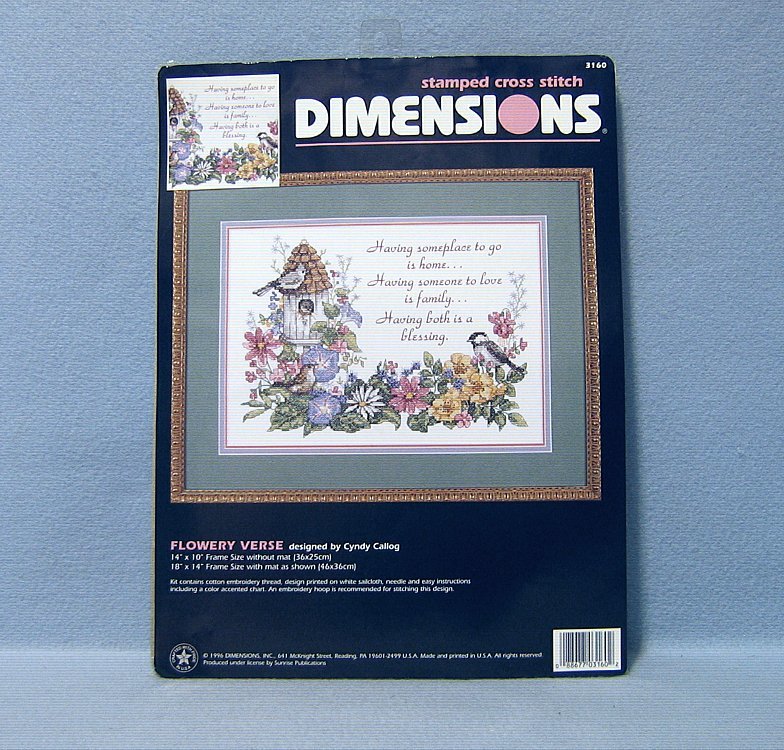 Primary image for Dimensions Flowery Verse Cyndy Callog Stamped Cross Stitch Kit #3160 NIP