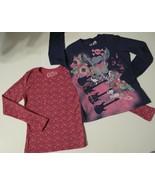 Girls Long Sleeve T-Shirts Fushia with Multi-colored Dots &amp; Dark Blue wi... - $10.80 CAD