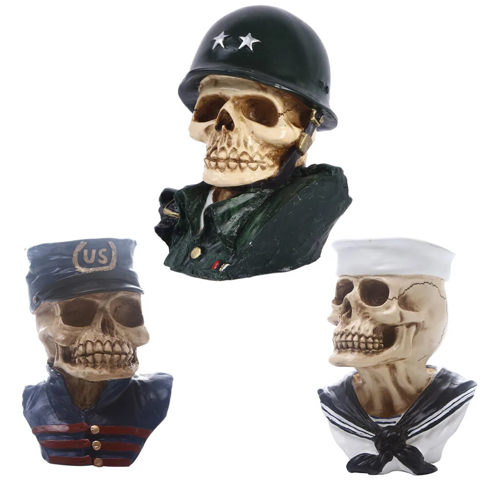 Creative Resin American Army Soldiers Helmet Skull Statue Sculpture Home Office - £19.02 GBP+