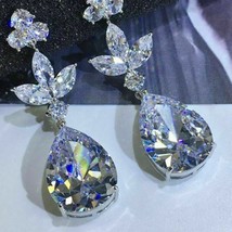 3.00 Ct Pear Shape VVS1/D Diamond Simulated Drop/Dangle Earrings 14K White Gold  - £196.34 GBP