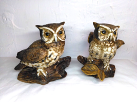 Homco Ceramic/Porcelain Owls pair, 5&quot; tall. #1114 Beautiful/Adorable! Fast Ship! - $16.79