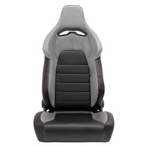 ATS VGR x1 Universal Pair Sports Bucket Seats Grey Suede Black Red Stitc... - £204.73 GBP