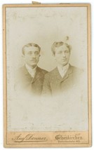 CIRCA 1870&#39;S CDV Two Handsome Men Mustache Suits Donner Gelsenkirchen Germany - £7.45 GBP
