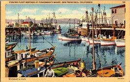 California CA San Francisco Fisherman&#39;s Wharf Fishing Fleet Postcard Old Vintage - £4.25 GBP