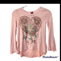 Girl's Arizona Jean Co. Pink Heart and Butterfly Long Sleeve Sweater Med 10/12 - $6.63