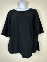 Soft Surroundings Womens Plus Size 2X Black Round Neck Tunic Top 3/4 Sleeve - £16.72 GBP