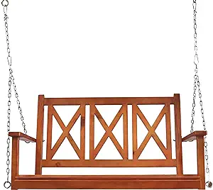 Wooden Porch Swing 2-Seater, Bench Swing Hanging Chains Included For Out... - $244.99