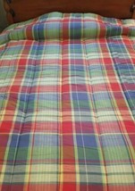 Ralph Lauren Beach House Spinnaker Madras Plaid Comforter ~TWIN~ Red Blue Green - $212.85