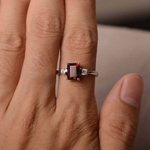 Sterling silver 925 Red Garnet January birthstone engagement Gift Ring For Women - £59.07 GBP