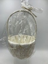 Beverly Clark Flower Girl Basket Ivory Satin Luxe Collection Champagne Lace - $53.18