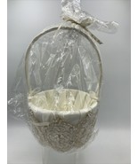 Beverly Clark Flower Girl Basket Ivory Satin Luxe Collection Champagne Lace - $72.96 CAD