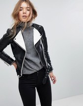 Hidesoulsstudio Women Black White Collar Leather Jacket for Women #26 - £117.95 GBP