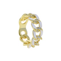 20211 Simple Style Neon Enamel Ring Miami Link Chain Paved With Shiny Cubic Zirc - £14.35 GBP