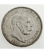 1907 Hungría 5 Korona Moneda de Plata Con 40th Aniversario Au Estado - $222.73