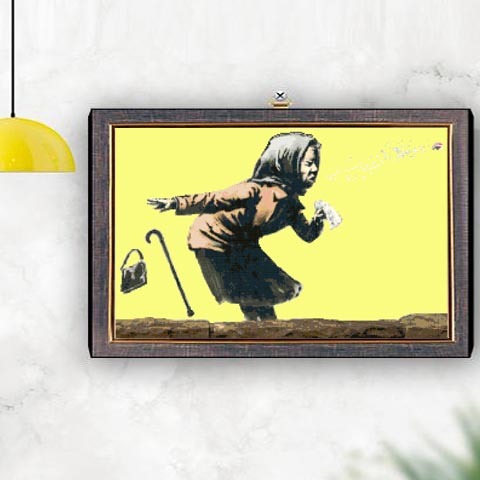 Counted Cross Stitch pattern banksy denture street art 275x172 stitches BN2345