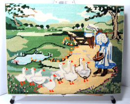 Vintage Feeding On The Farm Cross Stitch Completed Finished Ready For Framing - £19.61 GBP