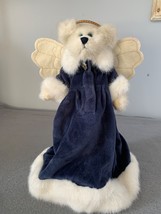 Boyds BearAngelique Angelfrost Tree Topper Wings Halo In Blue Velvet &amp; F... - £16.50 GBP