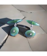 Antique Art Deco JADE Solid 9k Gold Cuff Links Unique Vintage Gatsby sty... - $945.25
