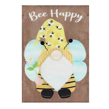  Bee Happy Bee Gnome Appliqué Garden Flag-2 Sided Message, 12.5&quot; x 18&quot; - £19.01 GBP
