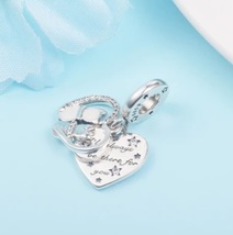 2023 New Authentic S925 Pet Lovers Double Heart Cat Charm for Pandora Bracelet  - £9.42 GBP