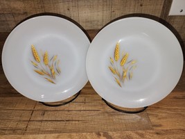 Vintage Anchor Hocking FIRE KING Wheat 7&quot; Salad Plate - Set Of 2 - Made In USA - £11.86 GBP