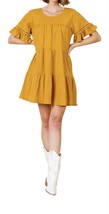 Umgee Ruffle Sleeve Tier Dress Goldenrod - $22.77+