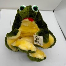 Animal Express Frog Hand Puppet 18&quot; Green Yellow Plush Stuffed Animal 1978 Vinta - £13.97 GBP