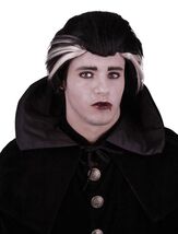Vampire / Dracula Wig - Black , white streak - $19.41