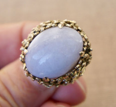 Mid-Century 14K Yellow Gold Lavender Jadeite Jade Dinner ring - £944.14 GBP