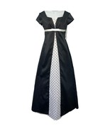 Vintage Black White Tuxedo Cap Sleeve Polka Dot Formal Dress Prom Gown s... - $95.19 CAD