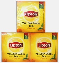 Lipton Yellow Label 100 Tea Bags (Pack of 3, Total 300 Tea Bags) DHL EXP... - £37.40 GBP
