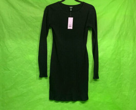 Juniors’ Long Sleeve Bodycon Dress - Wild Fable Black Embroidered Rose S - £11.55 GBP