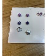 NEW Vintage Set of 6 Purple Enamel Pierced Stud Earrings Estate Jewelry ... - $9.90