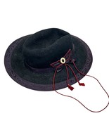 Vintage Arregui Felt Hat With Embroidered Brim &amp; Red Cord Accents - $732.46 MXN