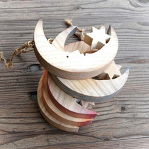 Wooden Moon with Star Wall Window Decoration - £27.01 GBP