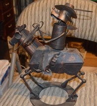 Metal Welded Art of Cowboy-Dog on Horse w Lasso, 13-1/4”, WMG, Collectio... - $29.99