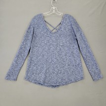 Moa Moa Women Sweater Size L Blue Casual Knit Long Sleeve V-Neck Crisscr... - £7.95 GBP