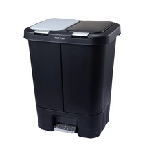 Dual Plastic Trash and Recycle Bin Slow Close Lid Kitchen Storage Organization - £48.24 GBP