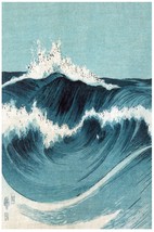 7551.Tidal waves.rough seas.angry ocean.peaceful skies.POSTER.art wall decor - £13.44 GBP+