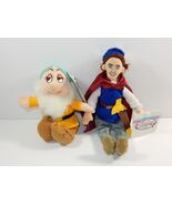 Disney Store Snow White Prince &amp; Bashful Dwarf Bean Bag Plush w/Tags - $290.02 MXN